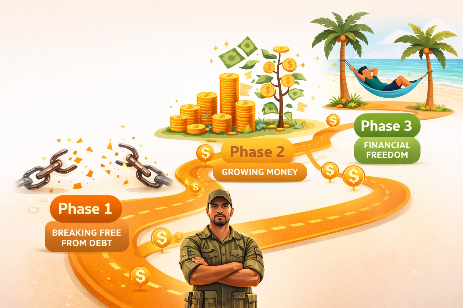 Visual representation of the journey from debt elimination to wealth building
