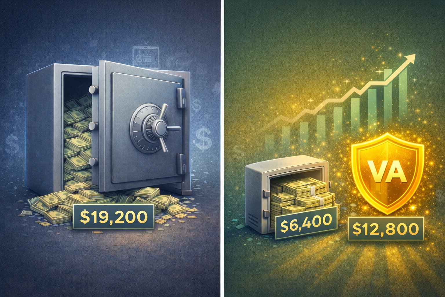 Comparison showing traditional large emergency fund versus smaller fund with investments